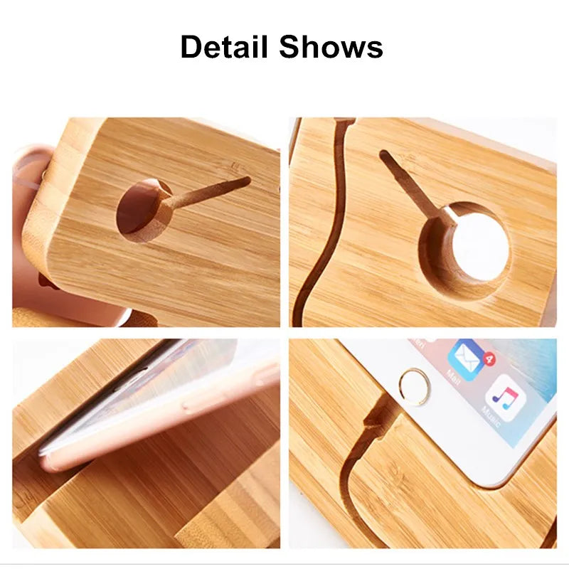 SZYSGSD Wood Bracket Desk Dock Charging Cell Phone Stand Watch Holder for Iphone X XR 8 7 6S for Apple Watch 4 3 2 Charger Stand