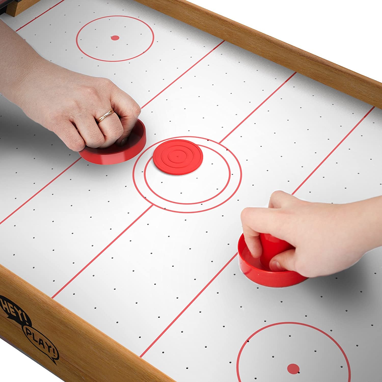 Air Hockey Table Mini Arcade Game - 22-Inch Tabletop Board Game for Girls and Boys, Battery-Operated, and Includes Puck and Paddles by Hey Play