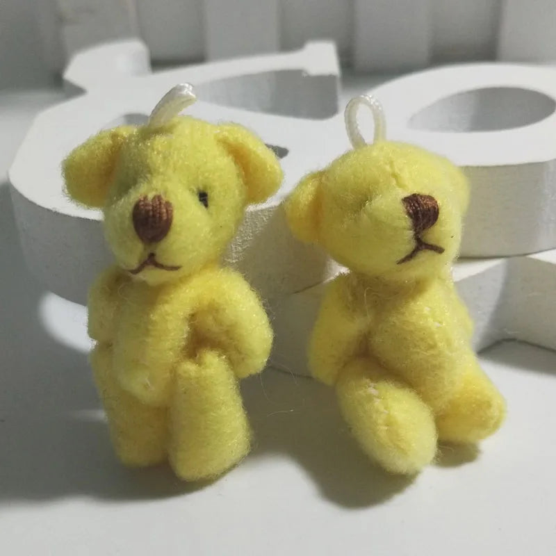 Wholesale 100Pc/Lot 4Cm Mini Joint Bear Teddy Bear Doll Cell Phone Pendant ,Mini Joint Plush Keychain Bear Bouquet Toy