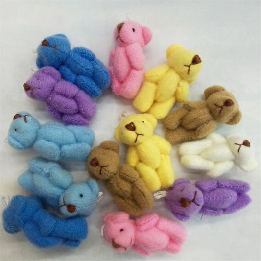 Wholesale 100Pc/Lot 4Cm Mini Joint Bear Teddy Bear Doll Cell Phone Pendant ,Mini Joint Plush Keychain Bear Bouquet Toy