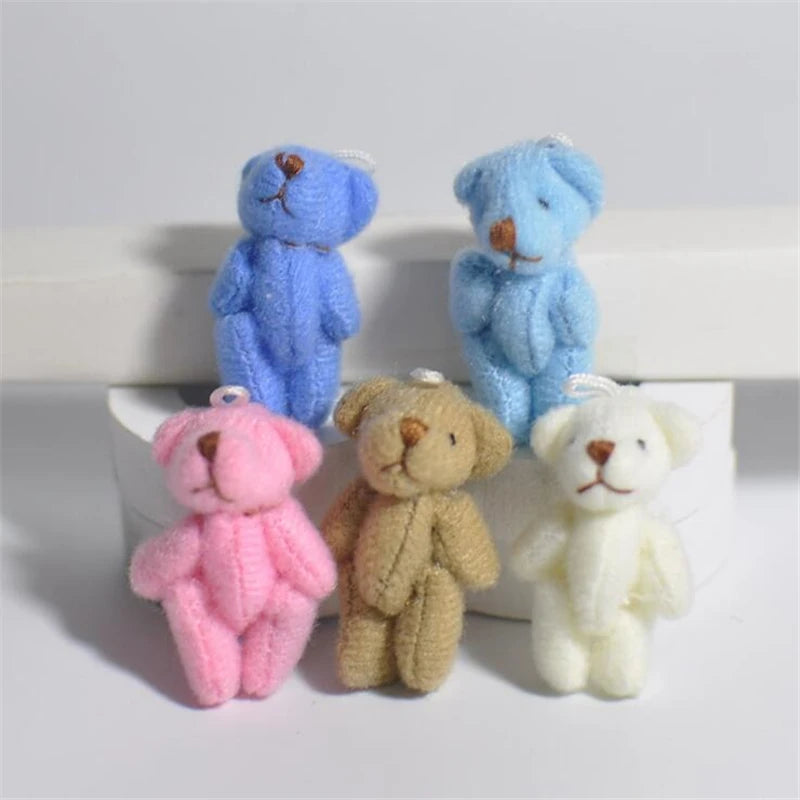 Wholesale 100Pc/Lot 4Cm Mini Joint Bear Teddy Bear Doll Cell Phone Pendant ,Mini Joint Plush Keychain Bear Bouquet Toy